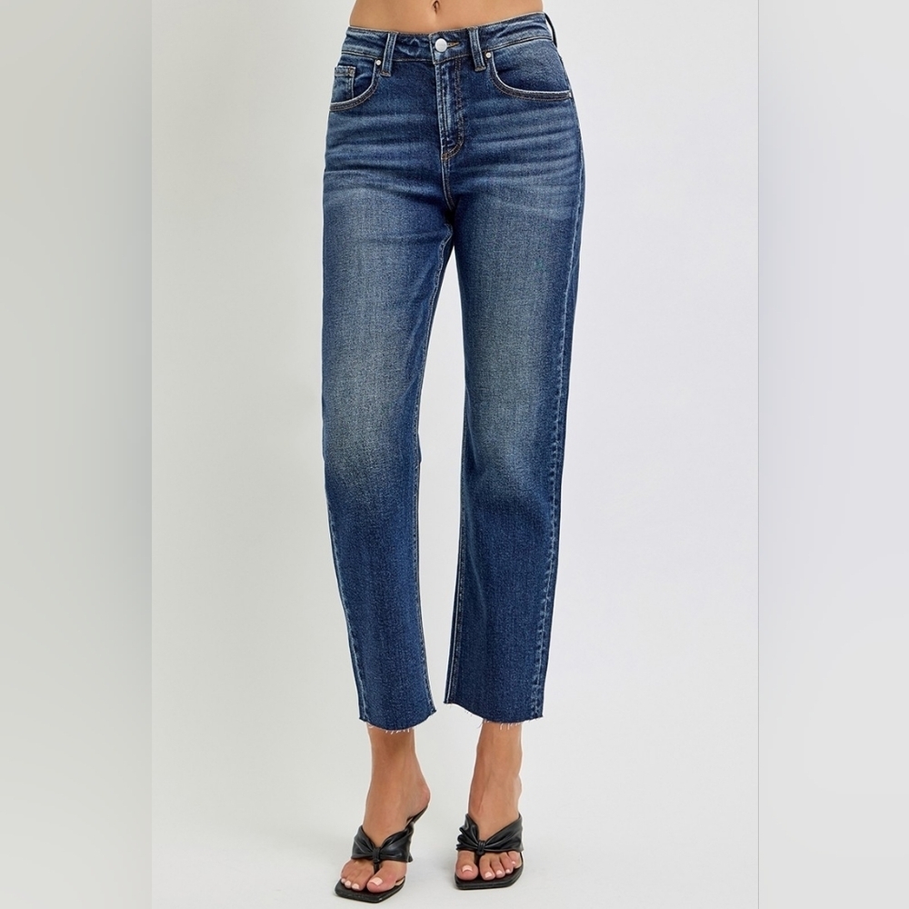 RISEN Women's Slim Barrel Jeans Ankle Dark HR Cottagecore Modern Various NEW - Picture 4 of 8